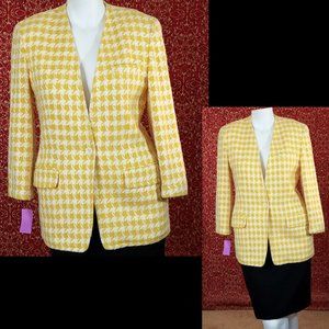 ANNE KLEIN II Yellow herringbone blazer 10🗓️